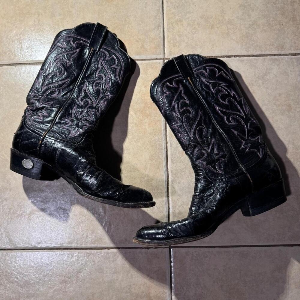 Black leather cowboy boots Size 10 In Mens